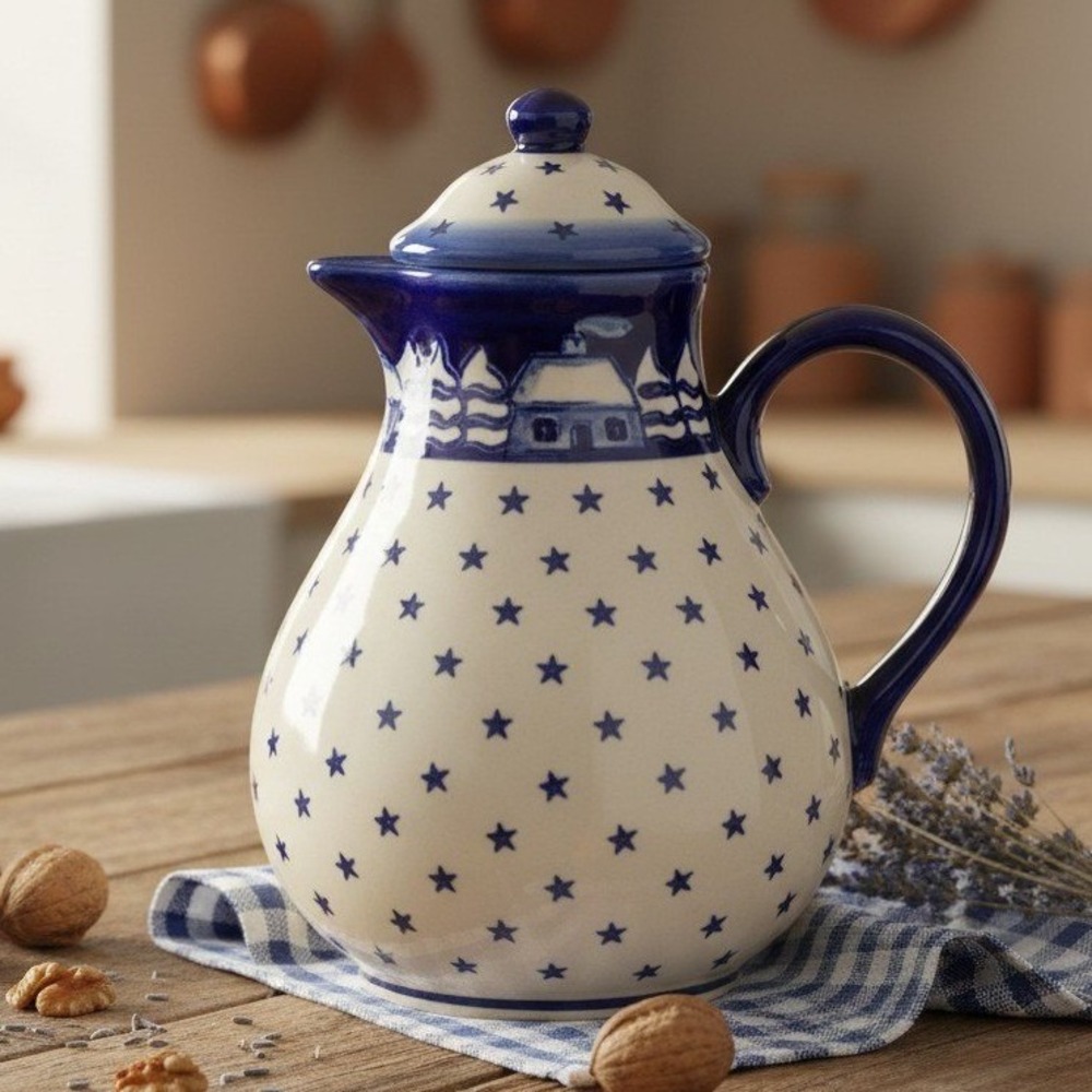 BOLESLAWIEC Polish Pottery Teapot Winters Eve 9"